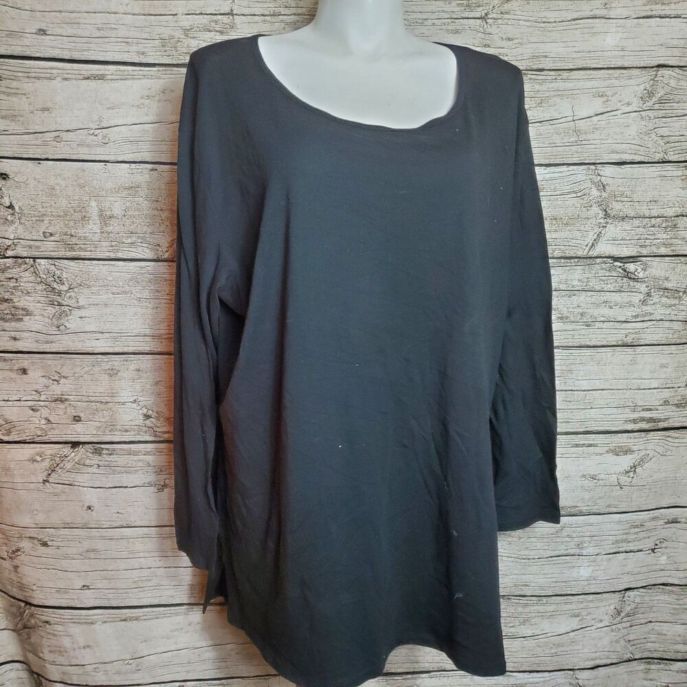 Terra Sky Black Scoop Neck Tunic Tee Size 4X NWT